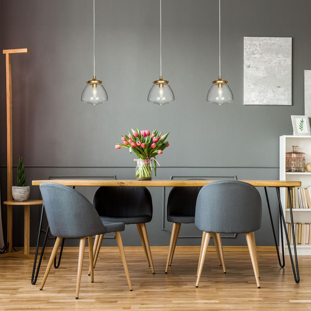 Uolfin Rustic Dark Gold Industrial Mini Pendant Light 1-Light Farmhouse Pendant Light with Seeded Gl | The Home Depot