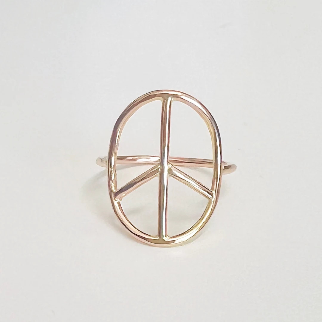 Oval Peace Sign GOLD FILLED Ring - Etsy | Etsy (US)