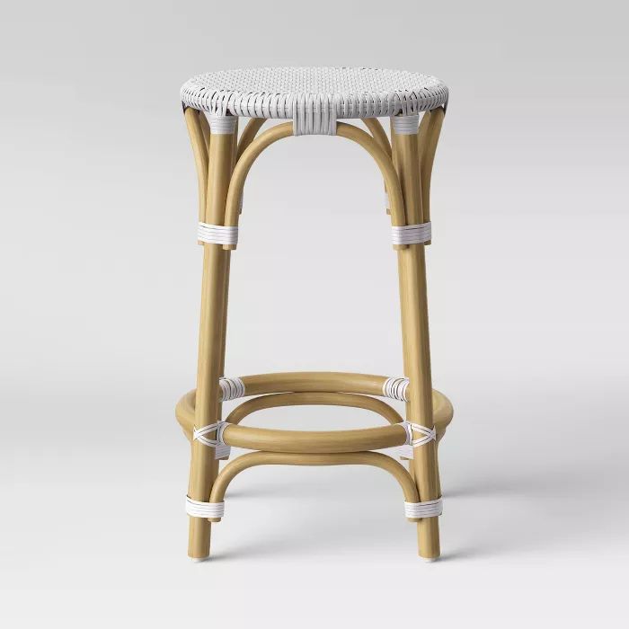 Perry Rattan Backless Woven Counter Stool White - Threshold™ | Target