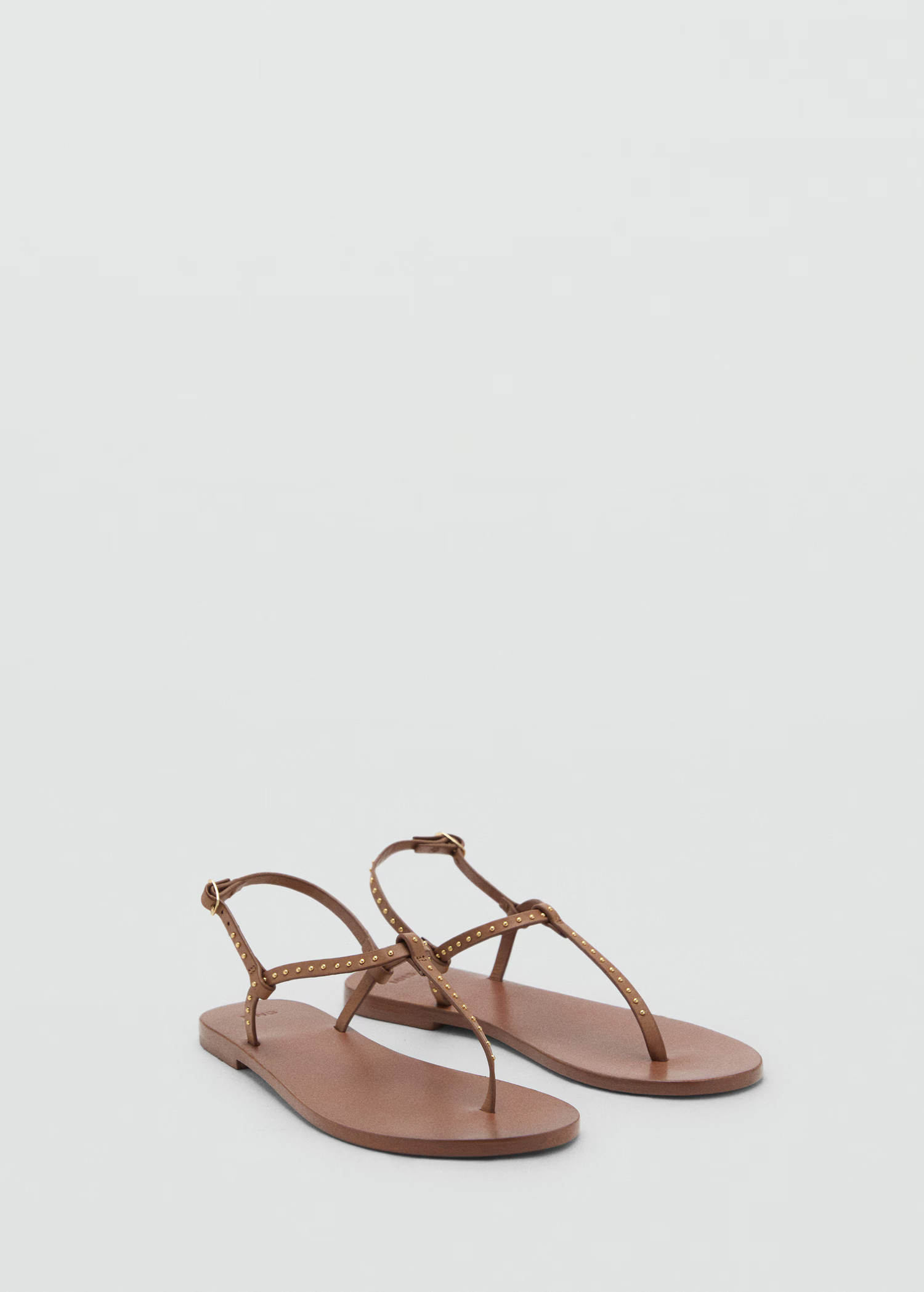 Leather sandals with mini studs | MANGO (UK)