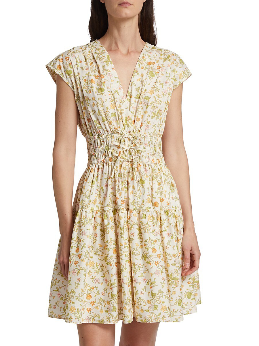 Derek Lam 10 Crosby Women's Tora Floral Fit & flare Dress - Cream Multi - Size 10 | Saks Fifth Avenue OFF 5TH