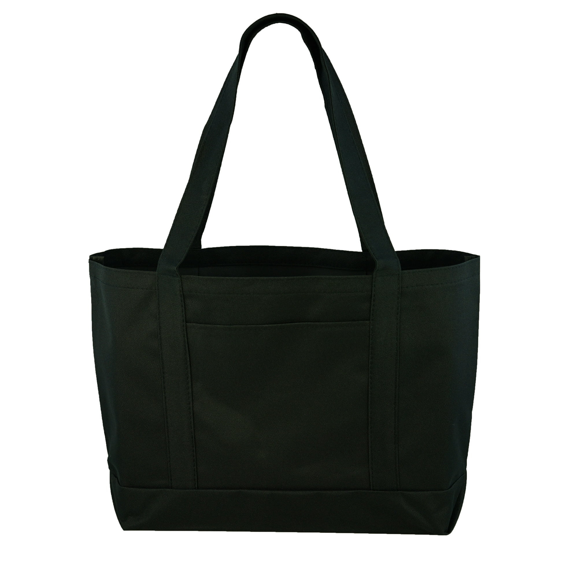 Daily Tote with Shoulder Length Handle and Outside Pocket, Black | Walmart (US)