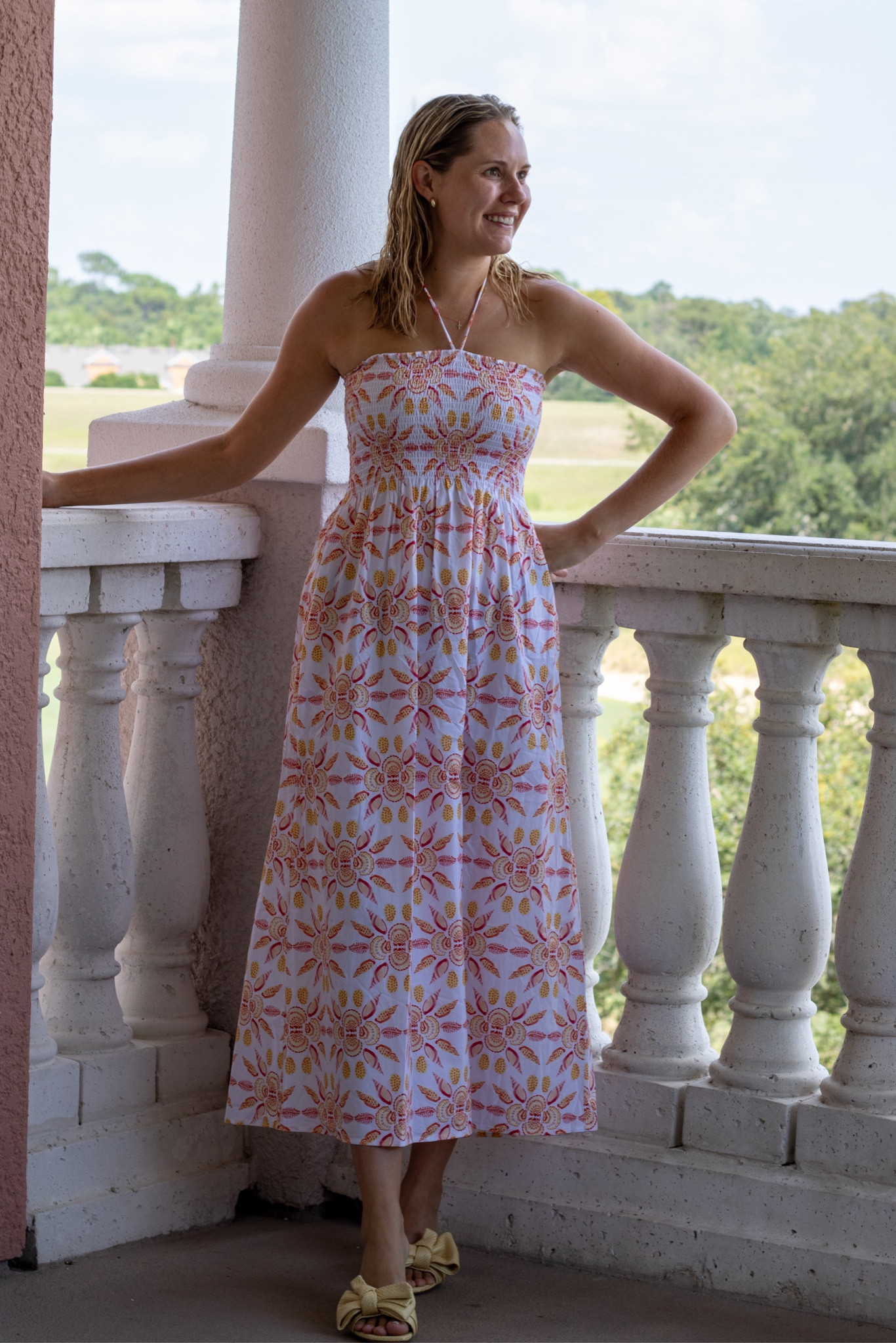 sachin and babi light blue dress Caroline Coral Embellished Halter Neck Maxi Dress – Frock and Frill main image 1