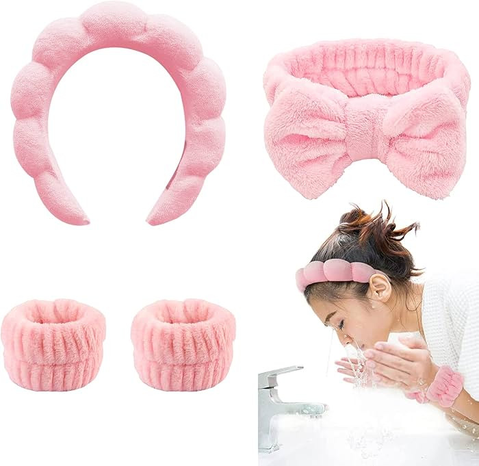 TLUXX 4-Piece Spa Headband & Wristband Set， Reusable Makeup & Skincare Accessories for Face Was... | Amazon (US)