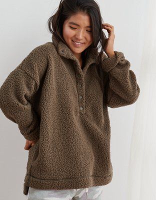 Aerie Cloud Sherpa Oversized Pullover | American Eagle Outfitters (US & CA)