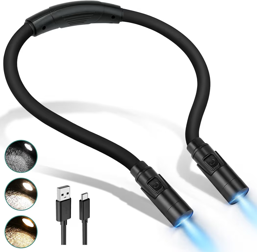 LUXJET Book Light for Reading and Crocheting Rechargeable Neck Light for Knitting and Repairing, ... | Amazon (US)