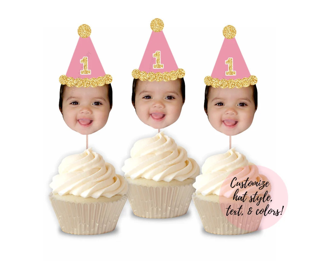 PRINTABLE Custom Personalized Cupcake Photo Toppers Digital File DIY Face Topper Picks Birthday A... | Etsy (US)