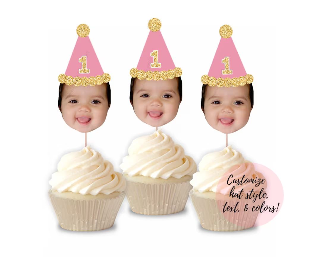 PRINTABLE Custom Personalized Cupcake Photo Toppers Digital File DIY Face Topper Picks Birthday A... | Etsy (US)