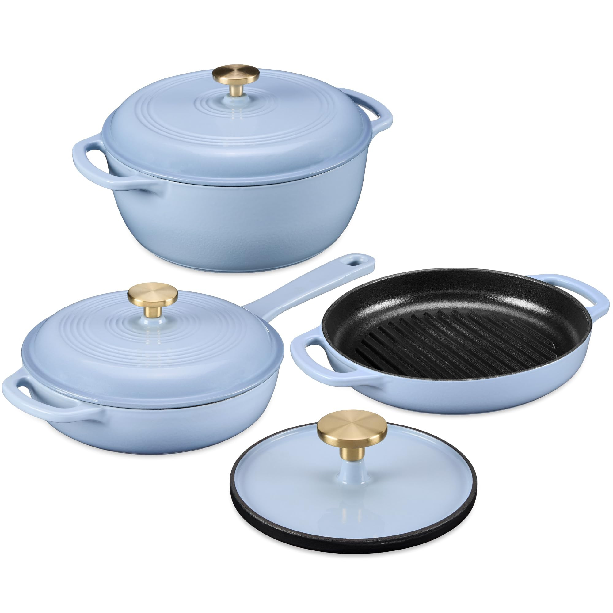 Best Choice Products Nonstick Enameled Cast Iron Cookware Set, 6 Pcs Pots and Pans W/Lid, 2QT Ski... | Amazon (US)