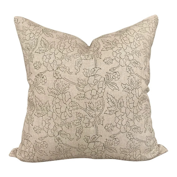 Designer Marceline in Olive Linen Pillow Cover // Green Floral | Etsy Canada | Etsy (CAD)