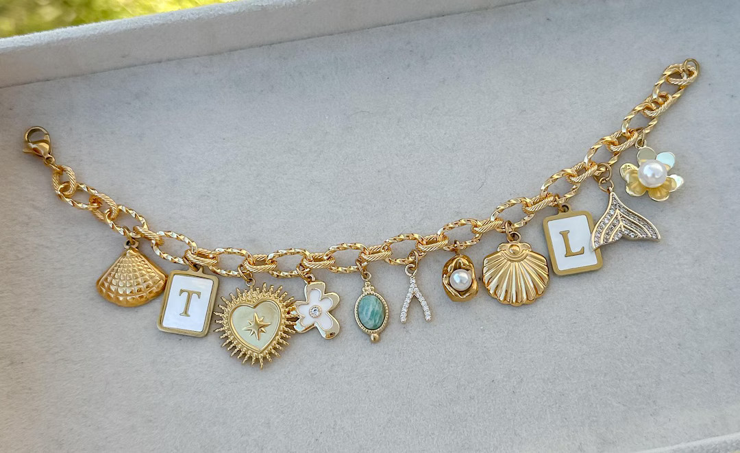 GOLD - Custom Charm Bracelet, Personalised Charm Bracelet, Build Your Own Charm Bracelet, Viral C... | Etsy (US)