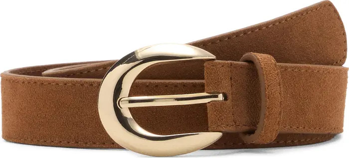 MANGO Oval Buckle Suede Belt | Nordstrom | Nordstrom