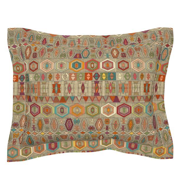 Kilim Illustration Fall Autumn Colors Turkish Inspired Pillow Sham by Roostery | Walmart (US)
