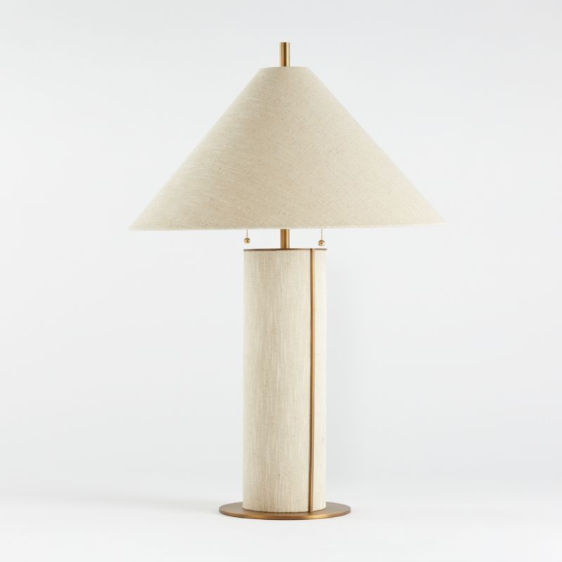 Remi Natural Linen Table Lamp | Crate and Barrel | Crate & Barrel