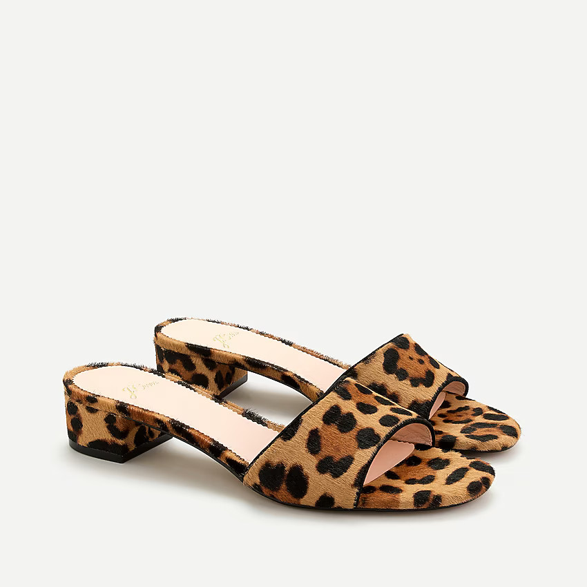 Florence block-heel mule in leopard calf hair | J. Crew US