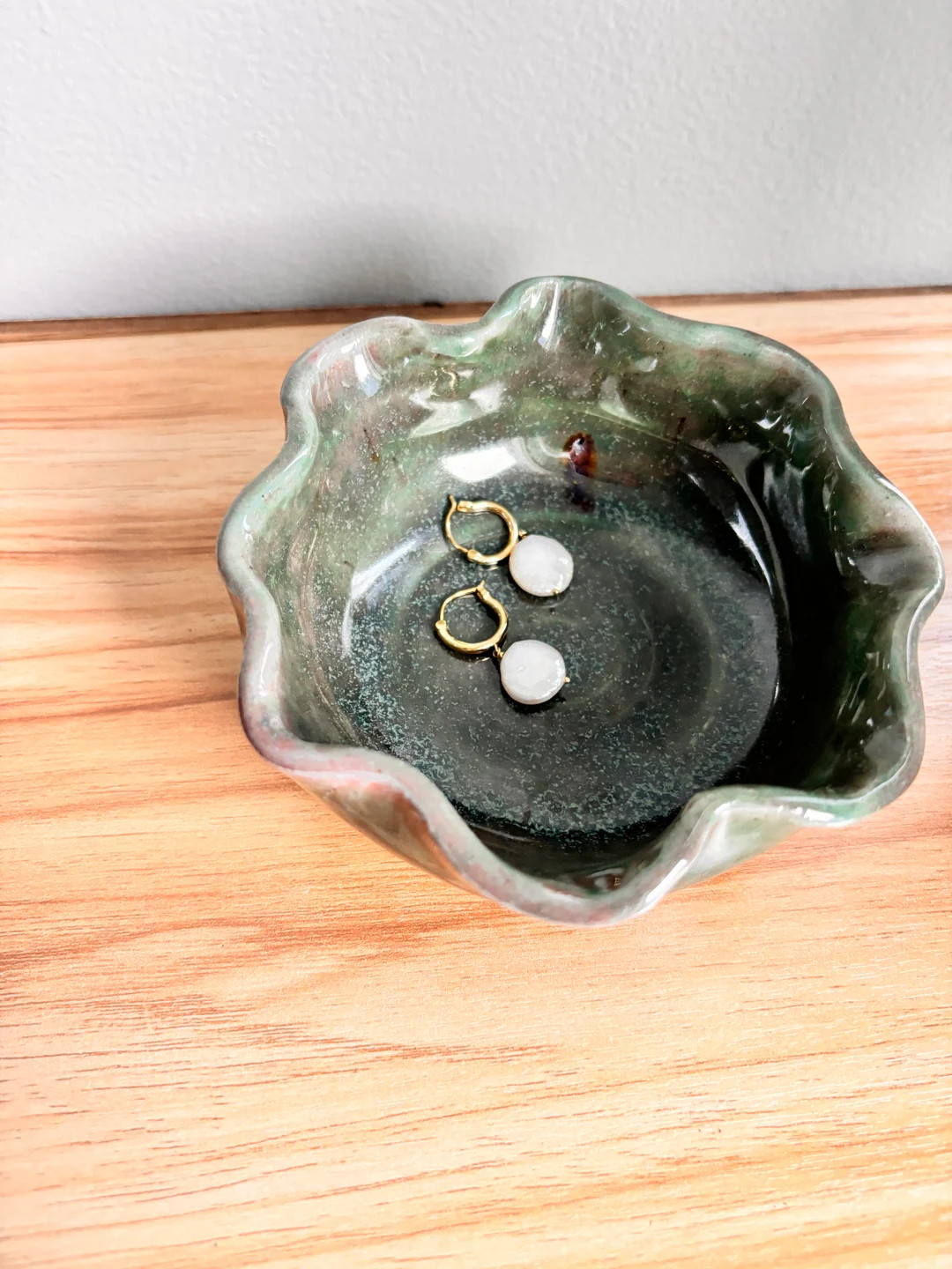 Olive Green Wavy Bowl Mud Babe Ceramics Handmade Pottery. Decorative Catch All Bowl for Keys, Cha... | Etsy (US)