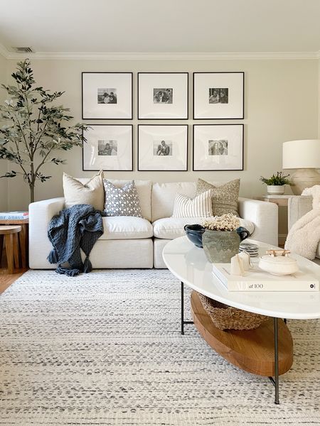 Olive tree, coffee table, throw pillows, throw blankets, lamp, wool rug 

#LTKstyletip #LTKhome