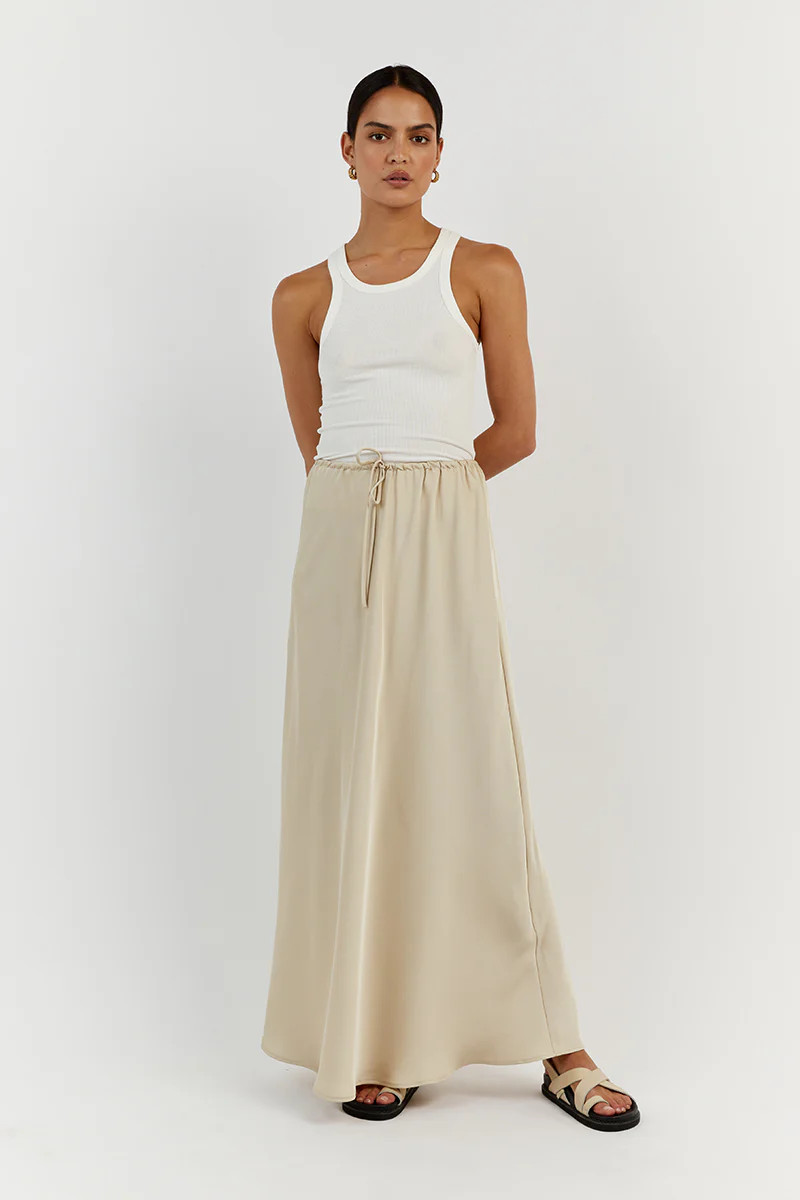 BLOOM STONE SATIN  MIDI SKIRT | DISSH