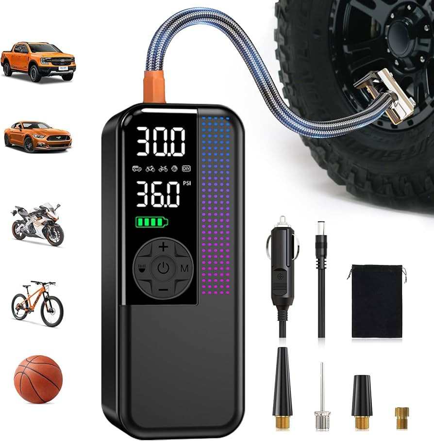 Tire Inflator Portable Air Compressor, 150 PSI Cordless Air Pump, Dual Power 6000mAh, 12V DC Car ... | Amazon (US)