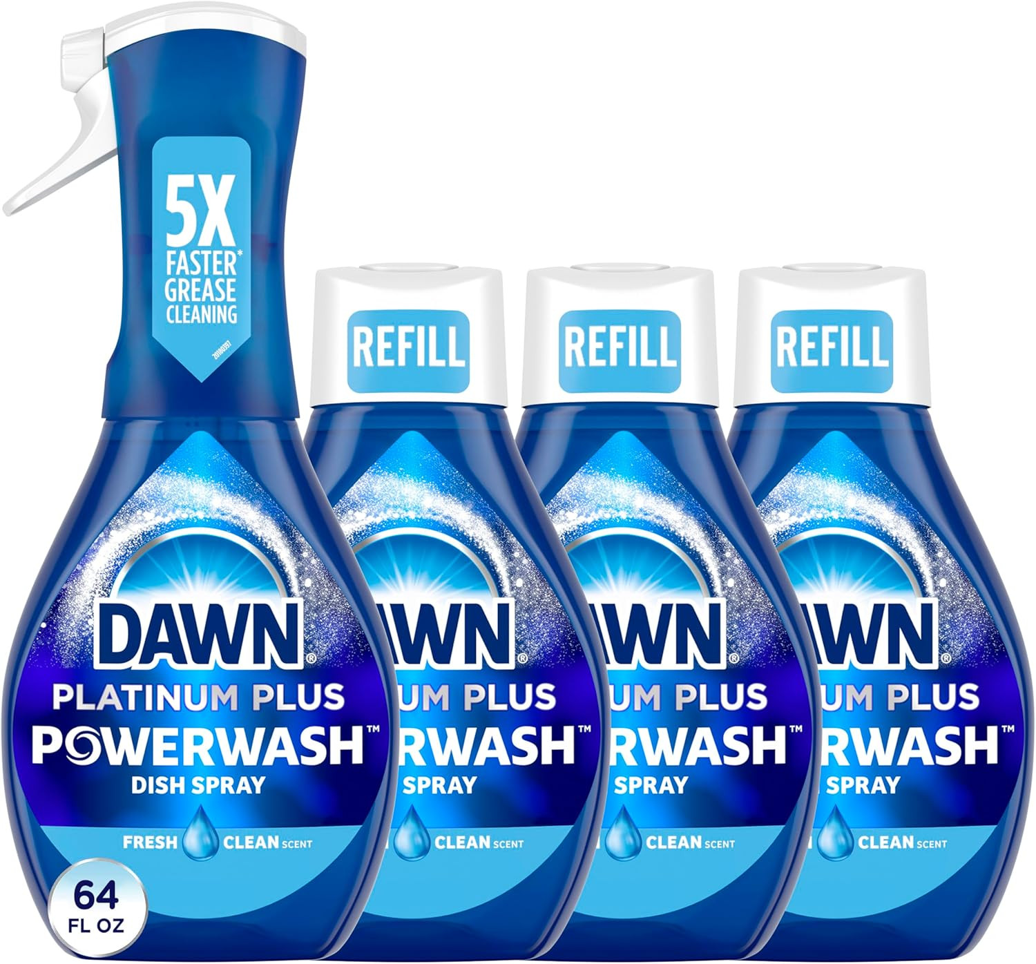 Dawn Powerwash Spray, Dish Soap, Dishwashing Liquid, Fresh, 1 Starter Kit + 3 Refills, 4x16 Fl Oz | Amazon (US)