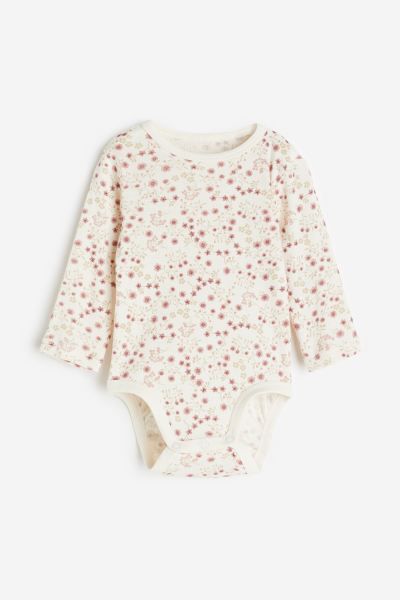 Long-sleeved Bodysuit - Pink/rabbits - Kids | H&M US | H&M (US + CA)