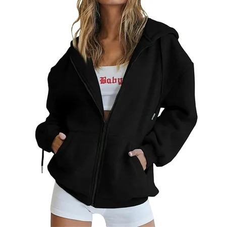 Timegard Sweatshirt Jackets for Women Zip up Hoodies Long Sleeve Pullover Fall Clothing with Pockets | Walmart (US)