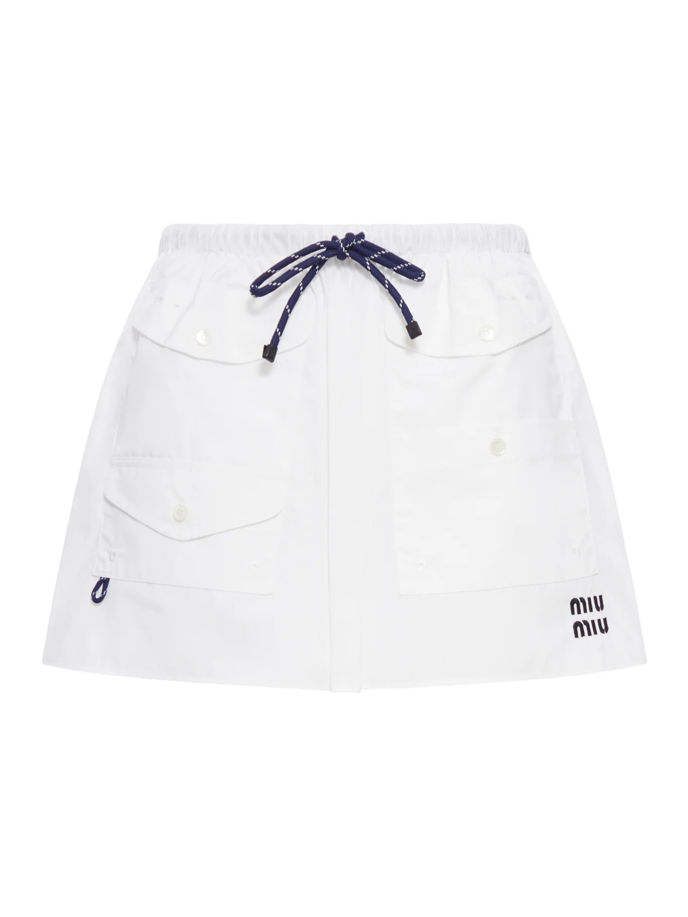COTTON POPLIN MINI SKIRT WITH LOGO - Miu Miu - Woman | Suitnegozi INT