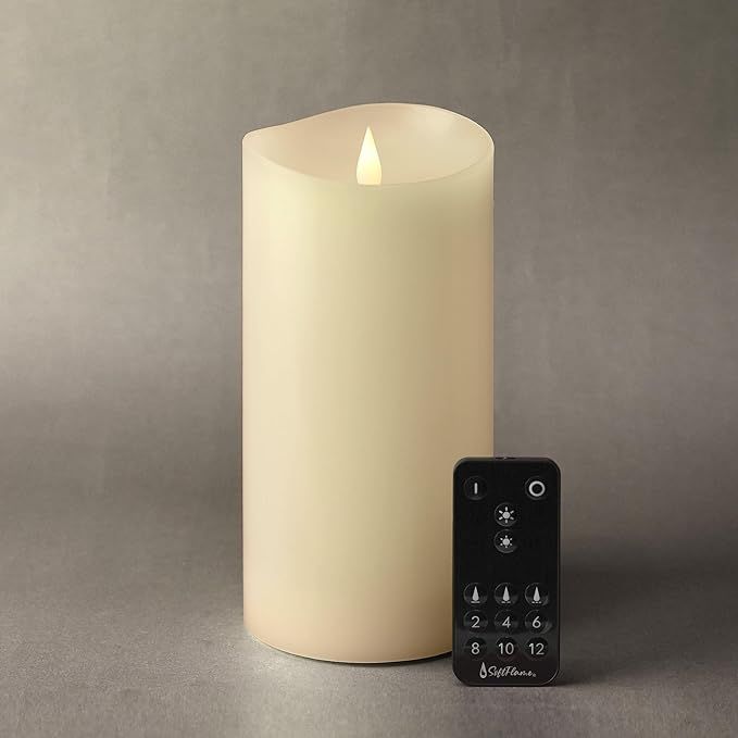 Flameless LED Candles with Remote Control, 4"x 8"Flickering 3D Moving Flame Battery Operated Cand... | Amazon (US)