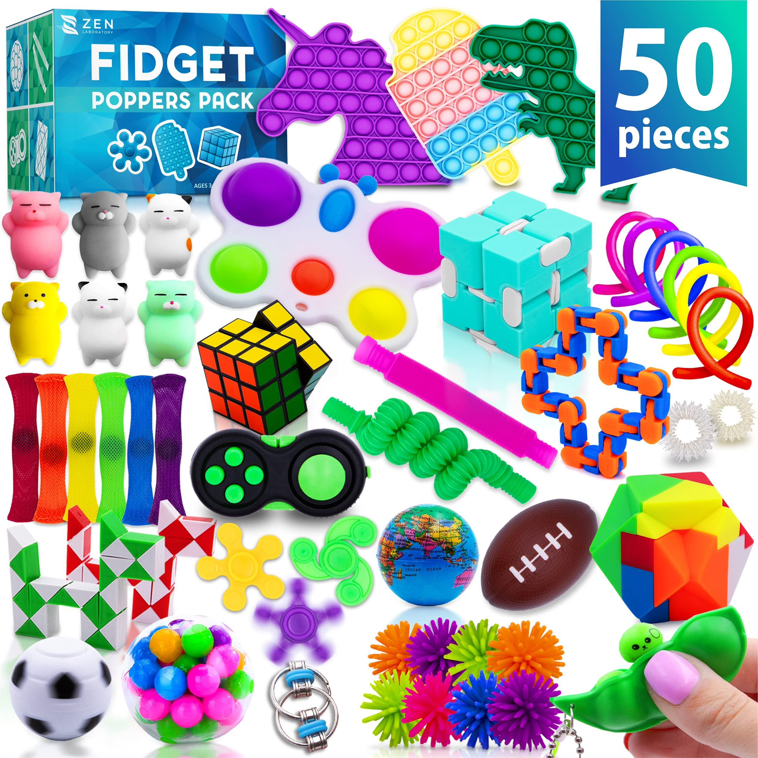 50 Pcs Fidget Toys Pack - Stocking Stuffers for Kids, Gifts for Kids, Party Favors - Adults Stres... | Amazon (US)