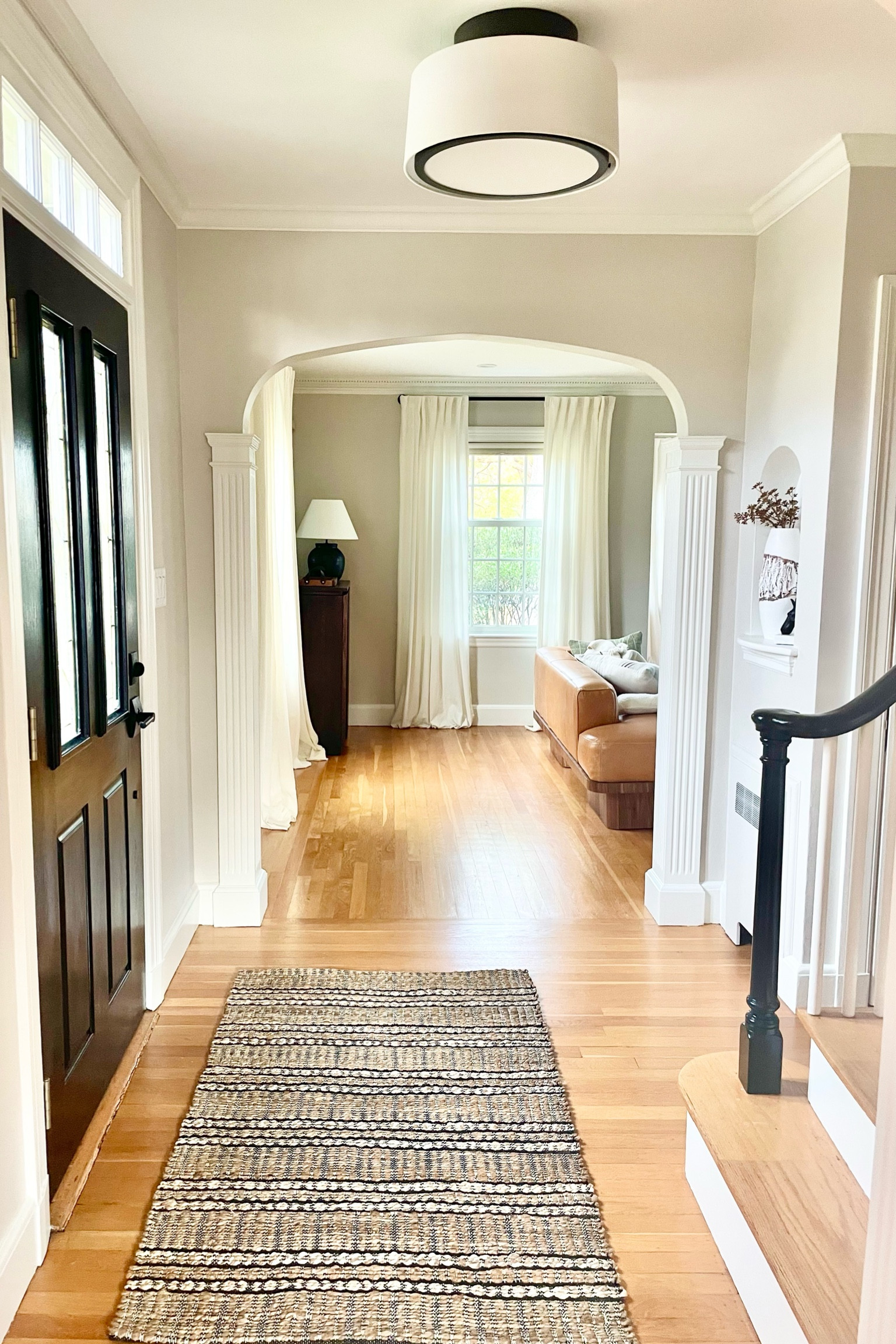 Entryway decor!
Flush mount pendant, striped carpet.

#LTKhome #LTKstyletip #LTKFind