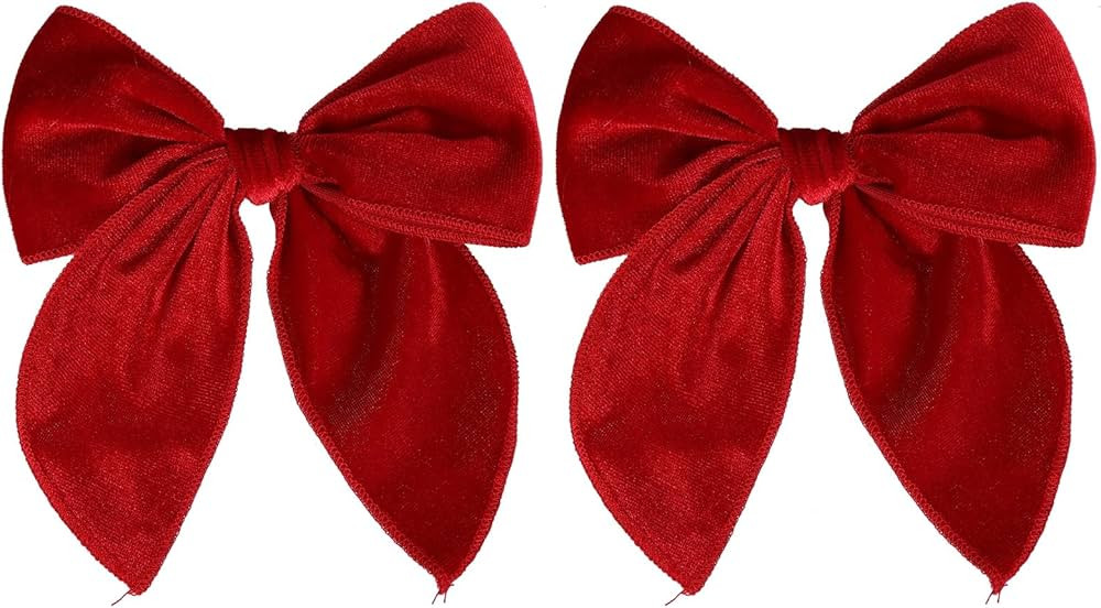 5" Red Christmas Velvet Fable Hair Bows Kids Big Velvet Ribbon Sailor Bow Alligator Clip Cheer Ba... | Amazon (US)