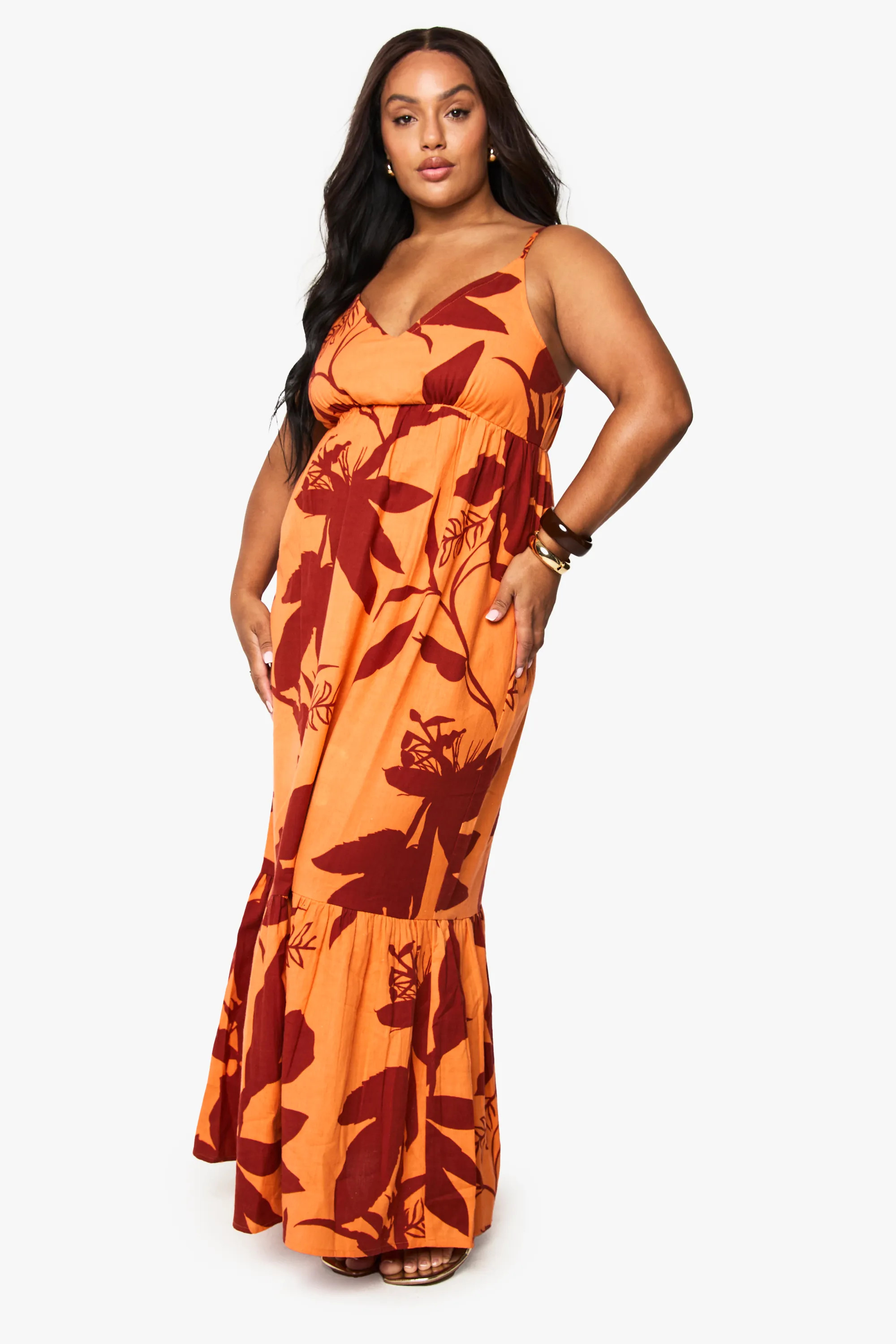 Plus Abstract Floral Smock Maxi Dress | boohoo (US & Canada)