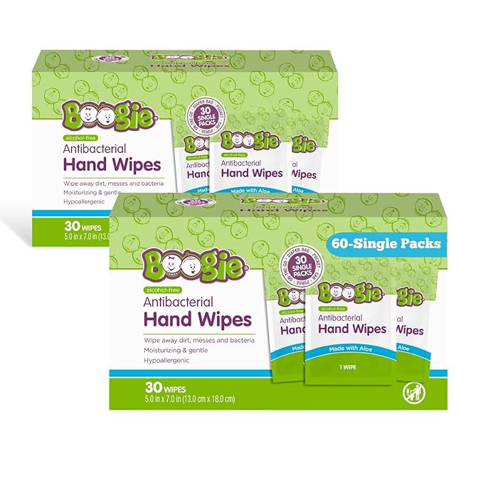 Boogie Antibacterial Hand Wipes, Alcohol Free, Hypoallergenic and Moisturizing Aloe, For Kids and... | Amazon (US)