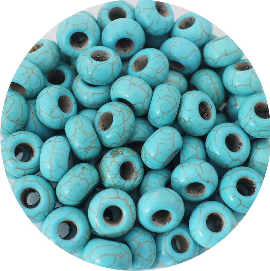 PAMIR TONG Turquoise Large Hole Beads for Jewelry Making - 100pcs 14mm European Gemstone Howlite ... | Amazon (US)