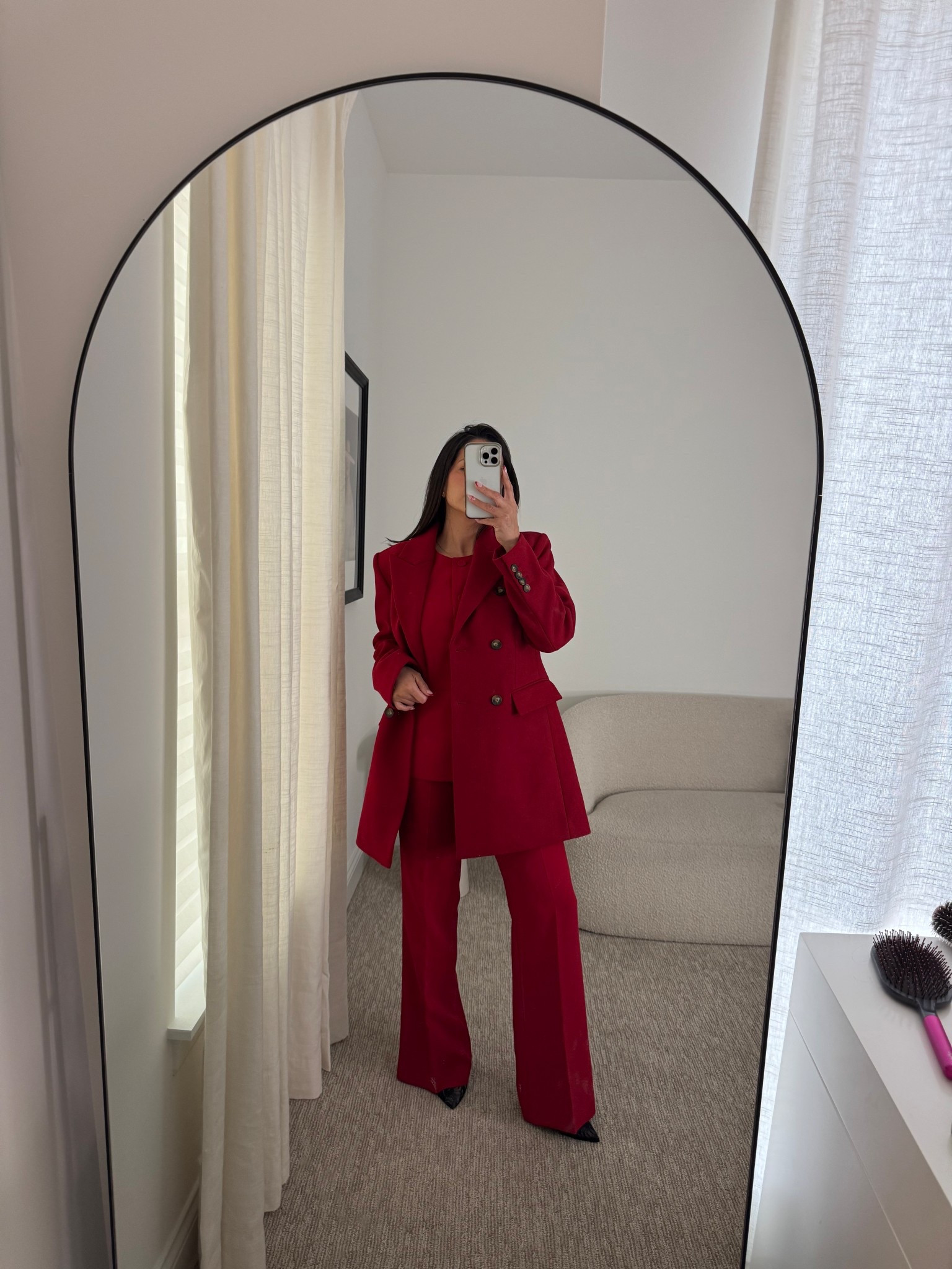 Fitted double breasted coat is currently 50% off. I’m wearing in a size 2 and it seems to fit OK but the reviews say it fits slightly large so something to keep in mind. It is a little bit of a longer jacket, but I think you could wear it as a coat or even as part of your outfit.