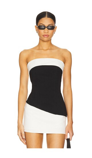 Marcie Strapless Top in Black & White | Revolve Clothing (Global)