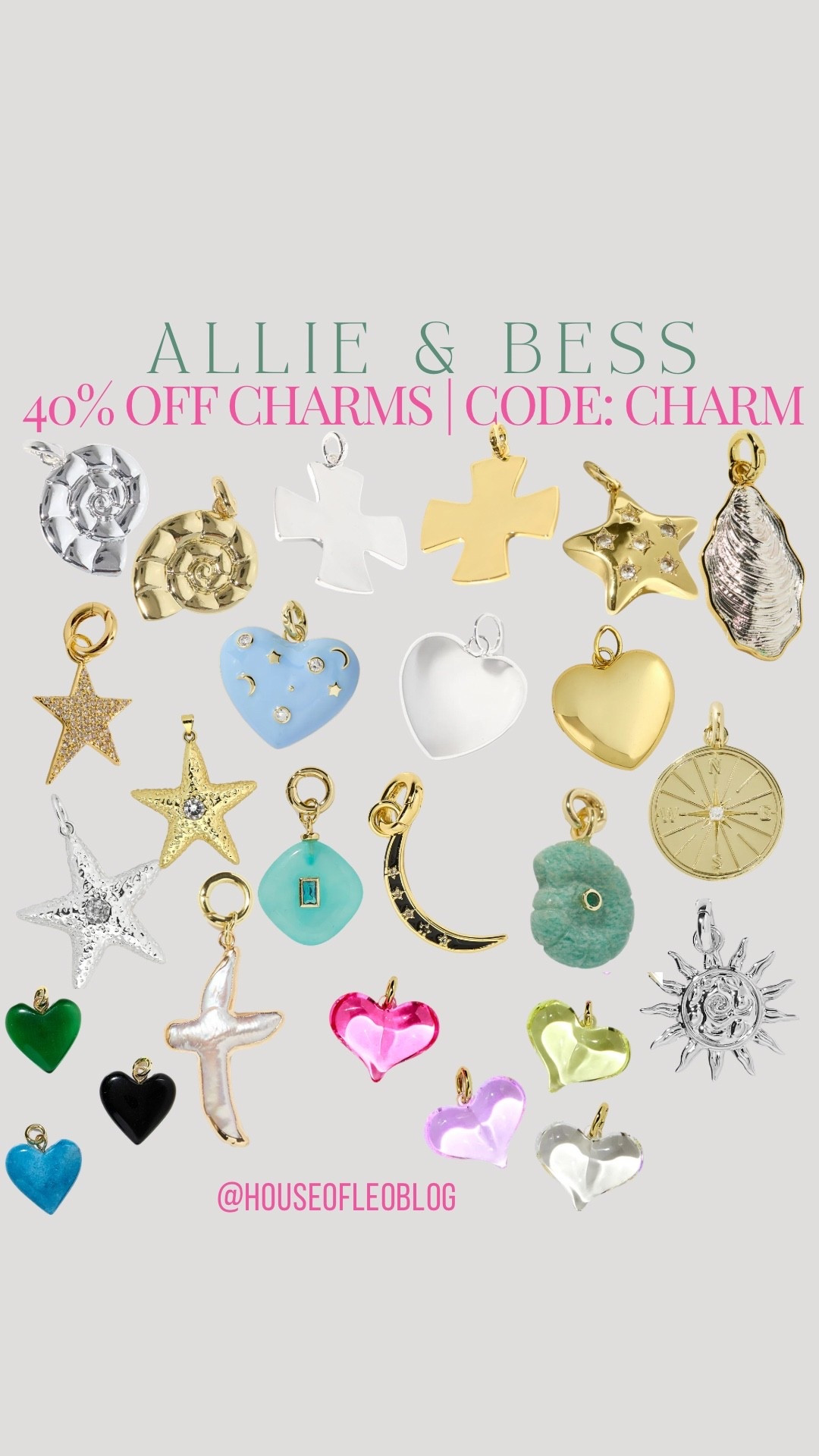 Code: CHARM for 40% off charms. Heart charm, cross, charm, star charm, starfish charm, cross charm

#LTKSaleAlert