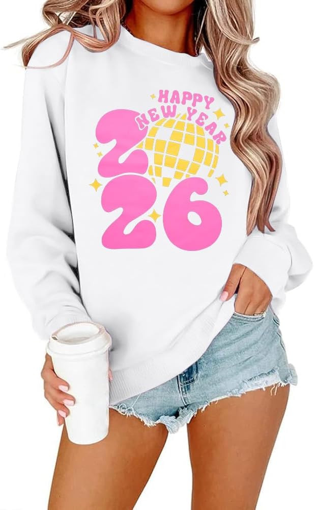 KIDDAD Happy New Year 2026 Sweatshirts Women New Years Party Sweatshirt Merry Christmas Holiday L... | Amazon (US)