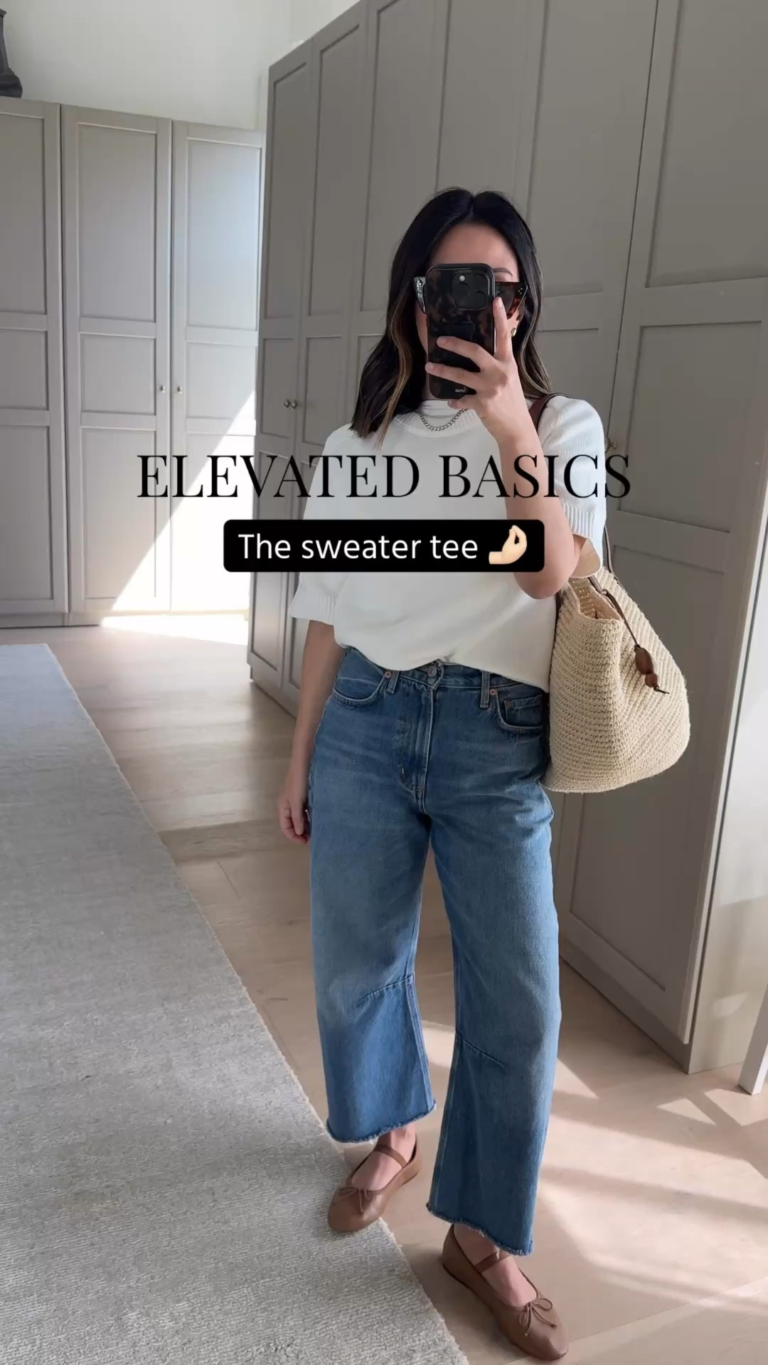 Elevated spring outfit idea.

Quince sweater small
Everlane box cut tee medium
Citizens of Humanity Miro jeans 24 - size down. Cut hems
Loeffler Randall ballet flats 5.5
Hunting Season tote
Celine sunglasses
Quince earrings
Dorsey Jame necklace 15"

Spring outfits, spring style, petite style, spring outfits 2026

#LTKootd #LTKPetite #LTKmomlife