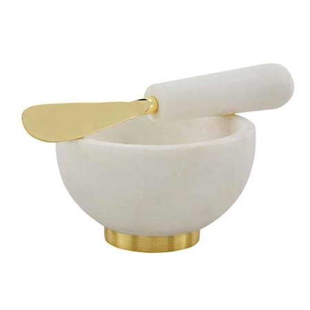 1 PC-4 Round White Marble Bowl With Spreader by Mud Pie | Walmart (US)