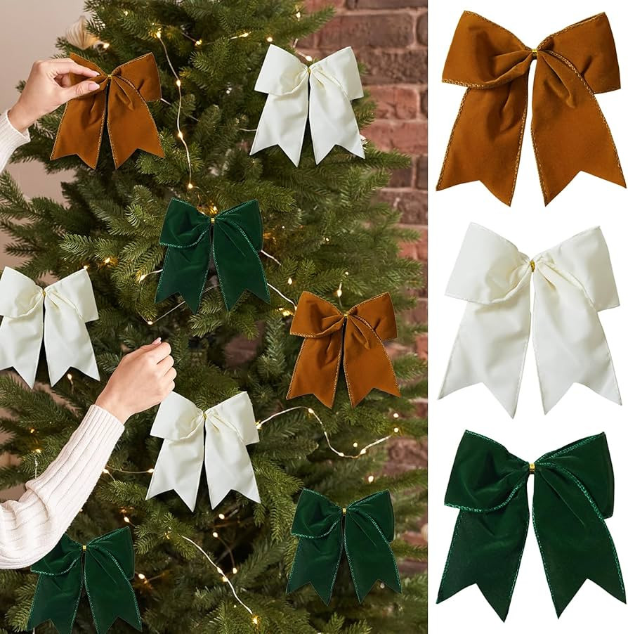 15 Pcs Velvet Bows for Christmas Tree - 6 Inch Vintage Velvet Ribbon Christmas Bows for Gift Wrap... | Amazon (US)