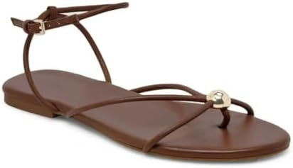 Strappy Flat Sandals for Women Comfortable Open Round Toe Sandals Dressy Beach Thong Flip Flop Sl... | Amazon (US)