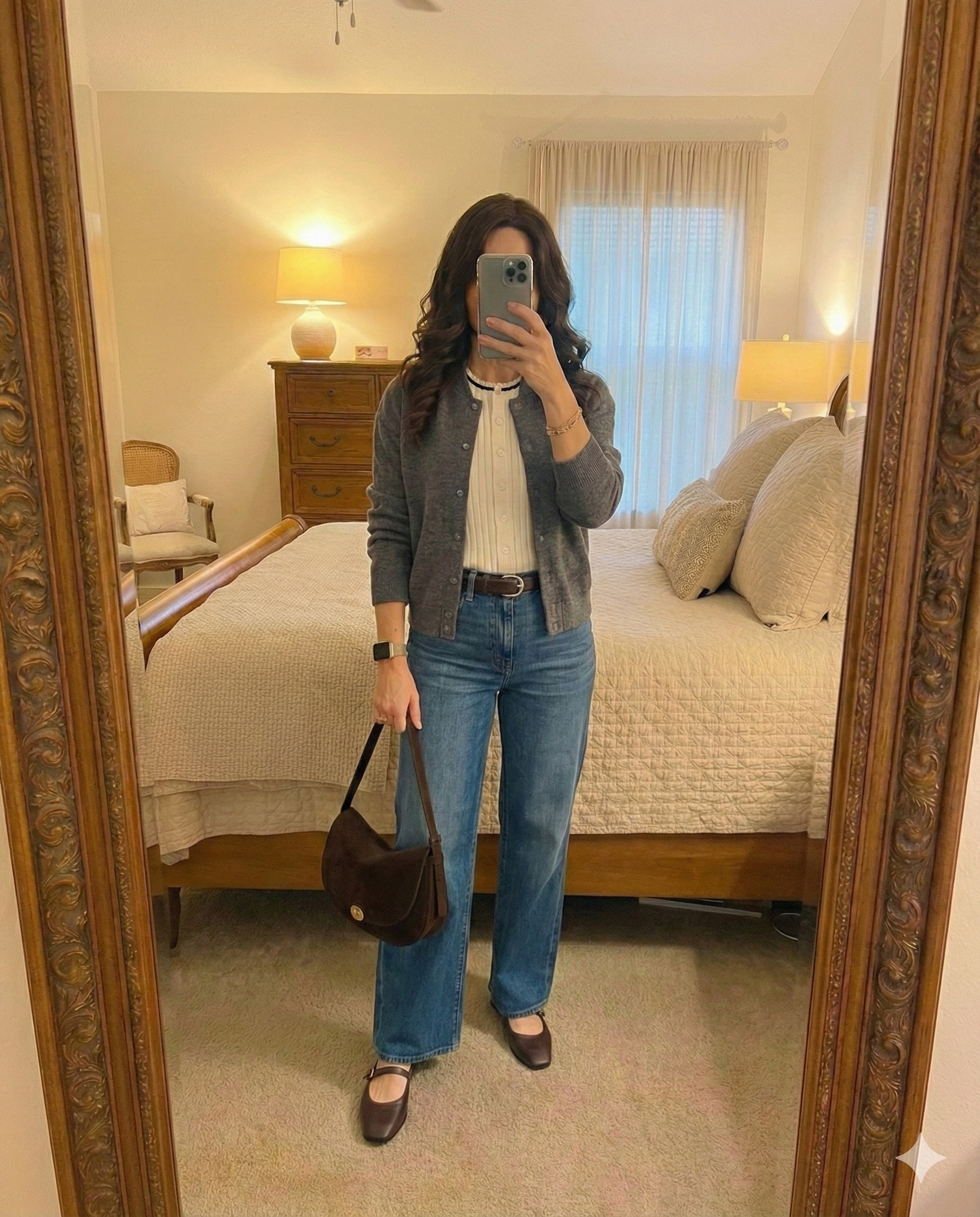 Embracing soft textures and timeless shapes today. A simple cardigan, high-waist denim, and classic flats make for the perfect everyday uniform. 

 #LTKootd #LTKSeasonal #LTKOver40