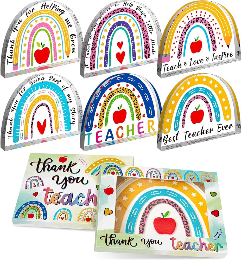 CY2SIDE Acrylic Gift for Teacher - 6PCS Teacher Appreciation Gifts Set Thank You for My Best Teac... | Amazon (US)