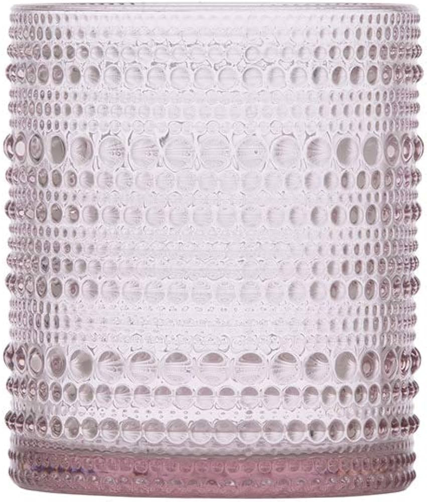 Fortessa Jupiter Beaded Hobnail Glass, 10 Ounce Double Old Fashioned (Set of 6), Pink | Amazon (US)