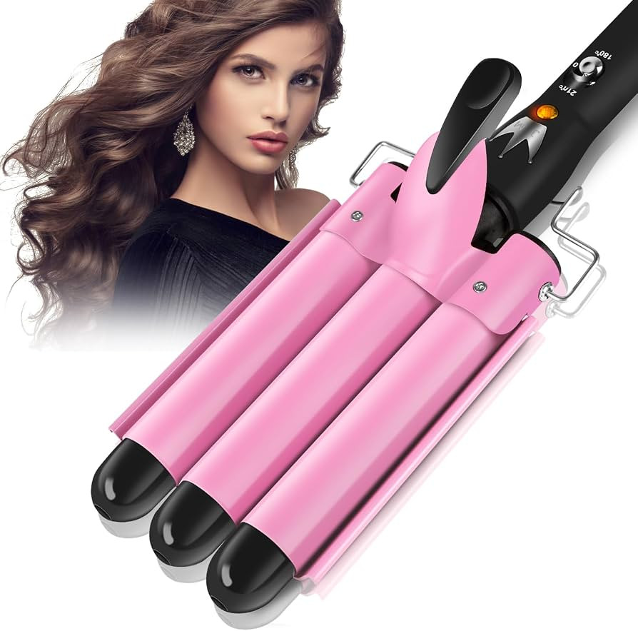 3 Barrels Hair Curler - 25mm Curling Iron Tongs Hair Waver Mermaid Waves Wand Beach with 2 Temper... | Amazon (UK)