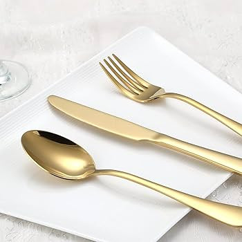 Aisoso Gold Silverware Set, 20-Piece Flatware Set Stainless Steel Cutlery Kitchen Utensil Set Tab... | Amazon (US)