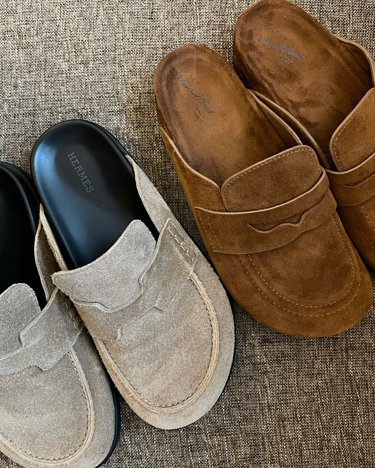 Hermes vs. Target - these mules are both cute but the Target price point can’t be beat. They’re also much lighter than the Hermes. The Target pair comes in a lighter shade similar to the Hermes pair as well.