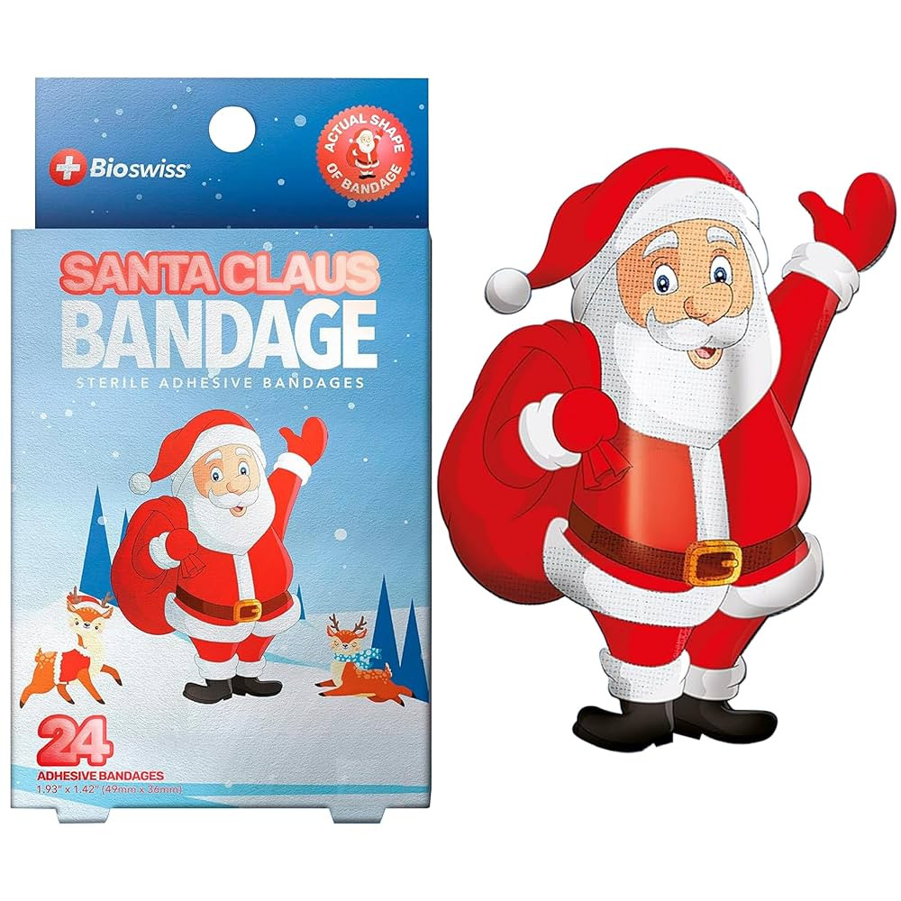 BioSwiss Bandages, Santa Claus Shaped Self Adhesive Bandage, Latex Free Sterile Wound Care, Fun F... | Amazon (US)