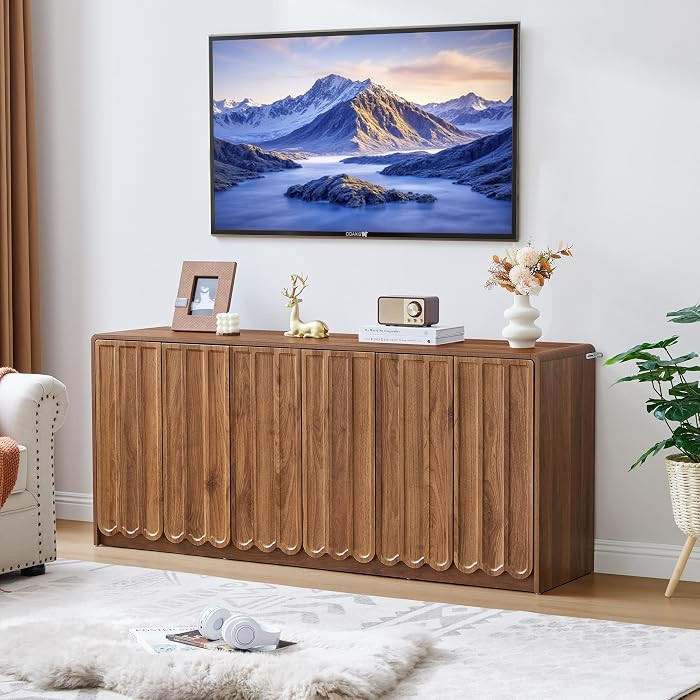 ORRD Sideboard Buffet Cabinet with Storage, Low Storage Cabinet Modern Wooden Accent Credenza Con... | Amazon (US)